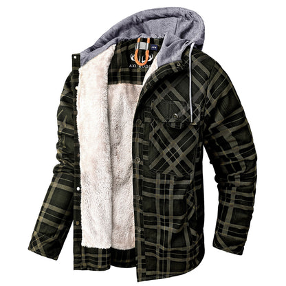 Warm Plaid Hooded Fleece Jacket
