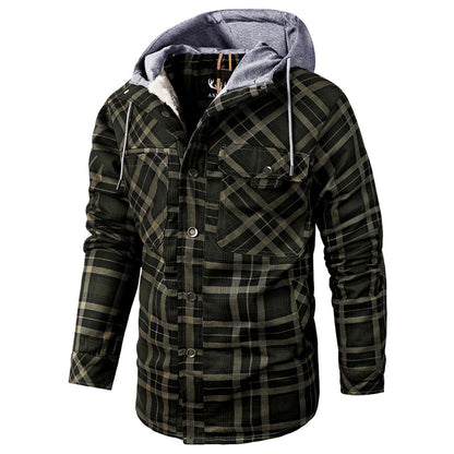 Warm Plaid Hooded Fleece Jacket