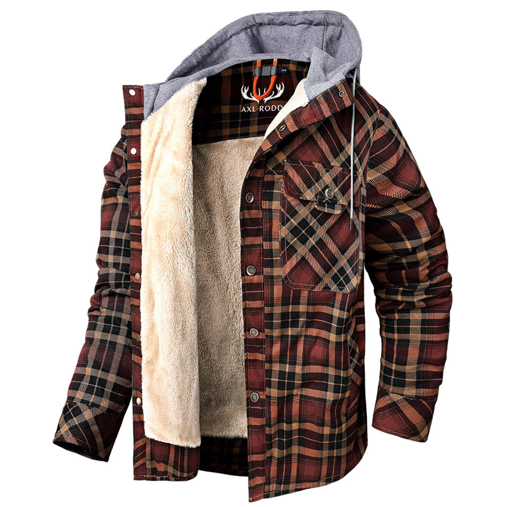 Relaxed Fit Plaid Hooded Jacket