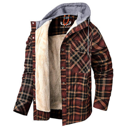 Warm Plaid Hooded Fleece Jacket