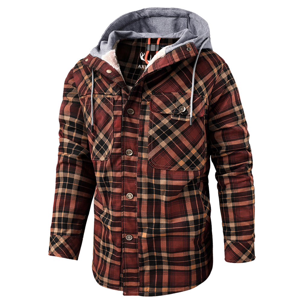 Warm Plaid Hooded Fleece Jacket