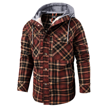 Warm Plaid Hooded Fleece Jacket
