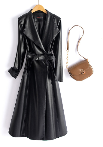 Timeless Women's Synthetic Leather Coat - OutfitLondon