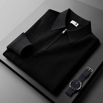 Indigo | Tailored Fit Waffle Knit Quarter-Zip Pullover