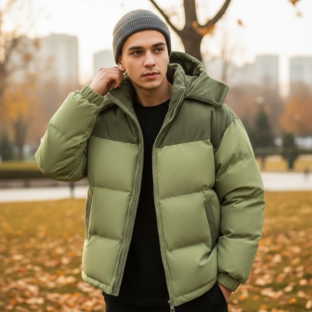 Warm Padded Coat with Fleece Lined Hood - OutfitLondon