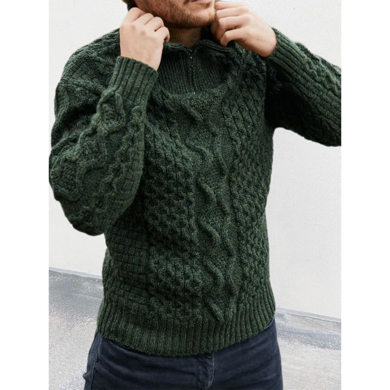 Warm Crew Neck Cable Knit Men's Sweater