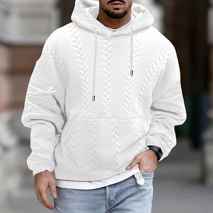 Men's Thick Cable Knit Hoodie Sweater