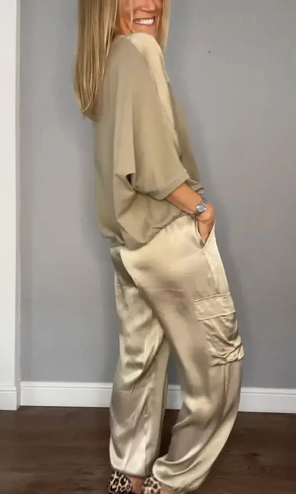 Women's 2-Piece Short Sleeve Pantsuit Set