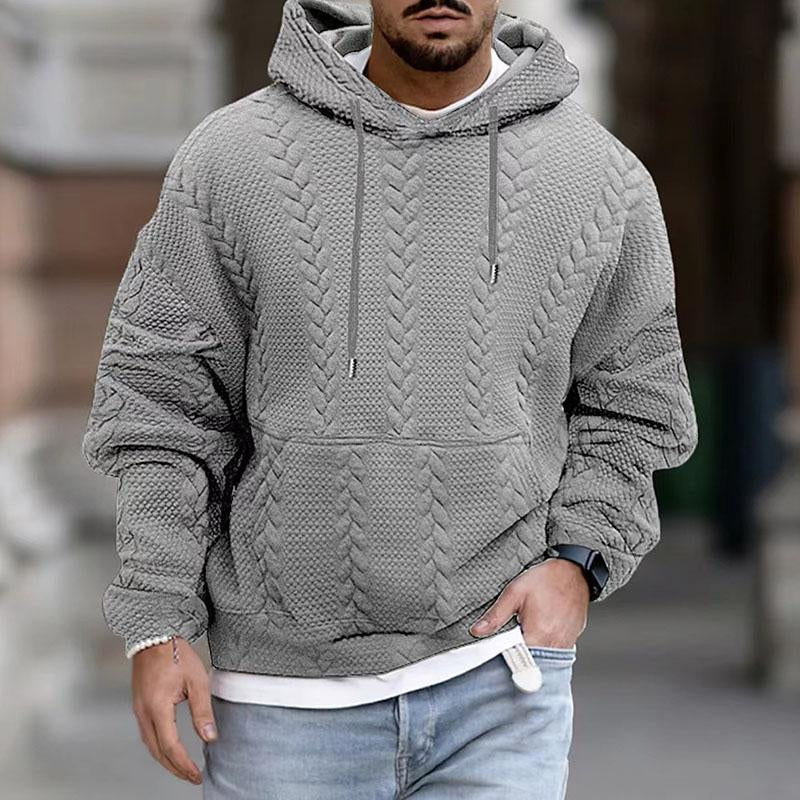 Men's Thick Cable Knit Hoodie Sweater