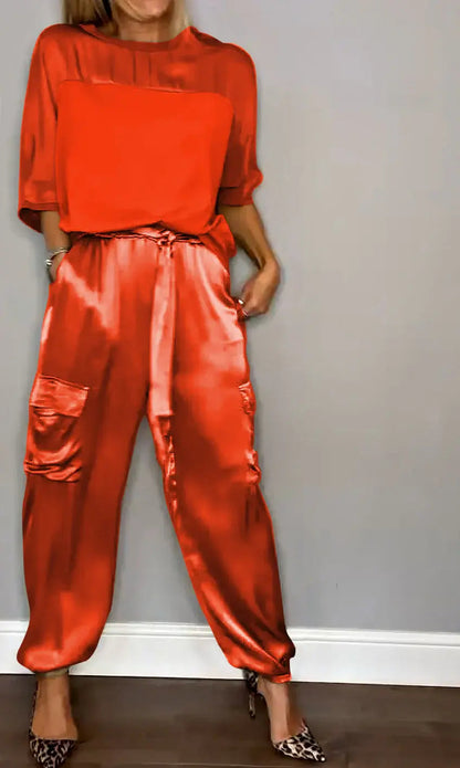 Women's 2-Piece Short Sleeve Pantsuit Set