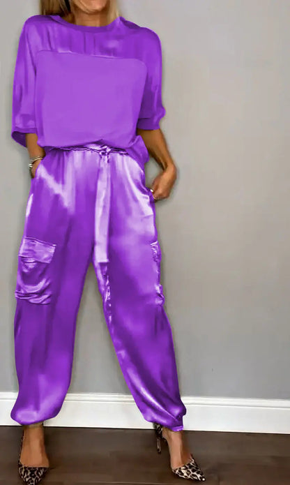 Women's 2-Piece Short Sleeve Pantsuit Set
