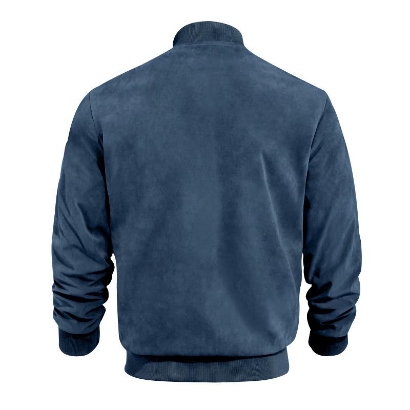 Casual Brown Suede Men's Stand Collar Jacket