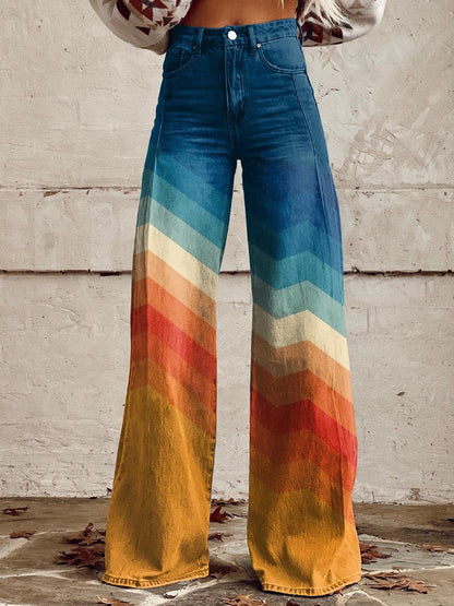 Classic Chevron Flare Leg Jeans - OutfitLondon