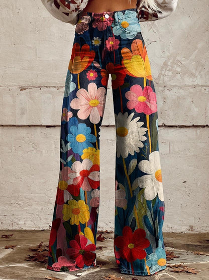 Stylish Floral Loose Fit Trousers - OutfitLondon
