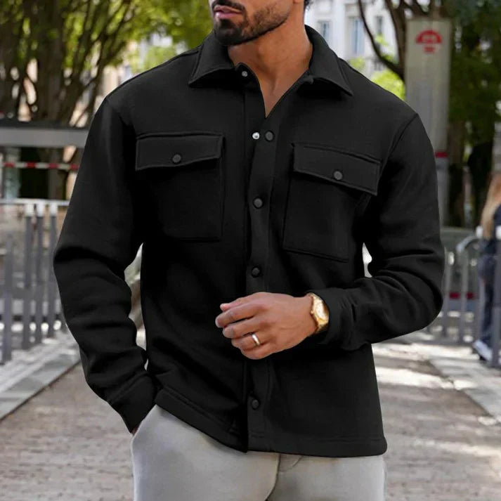 Stylish Cotton Shirt Jacket with Pockets - OutfitLondon