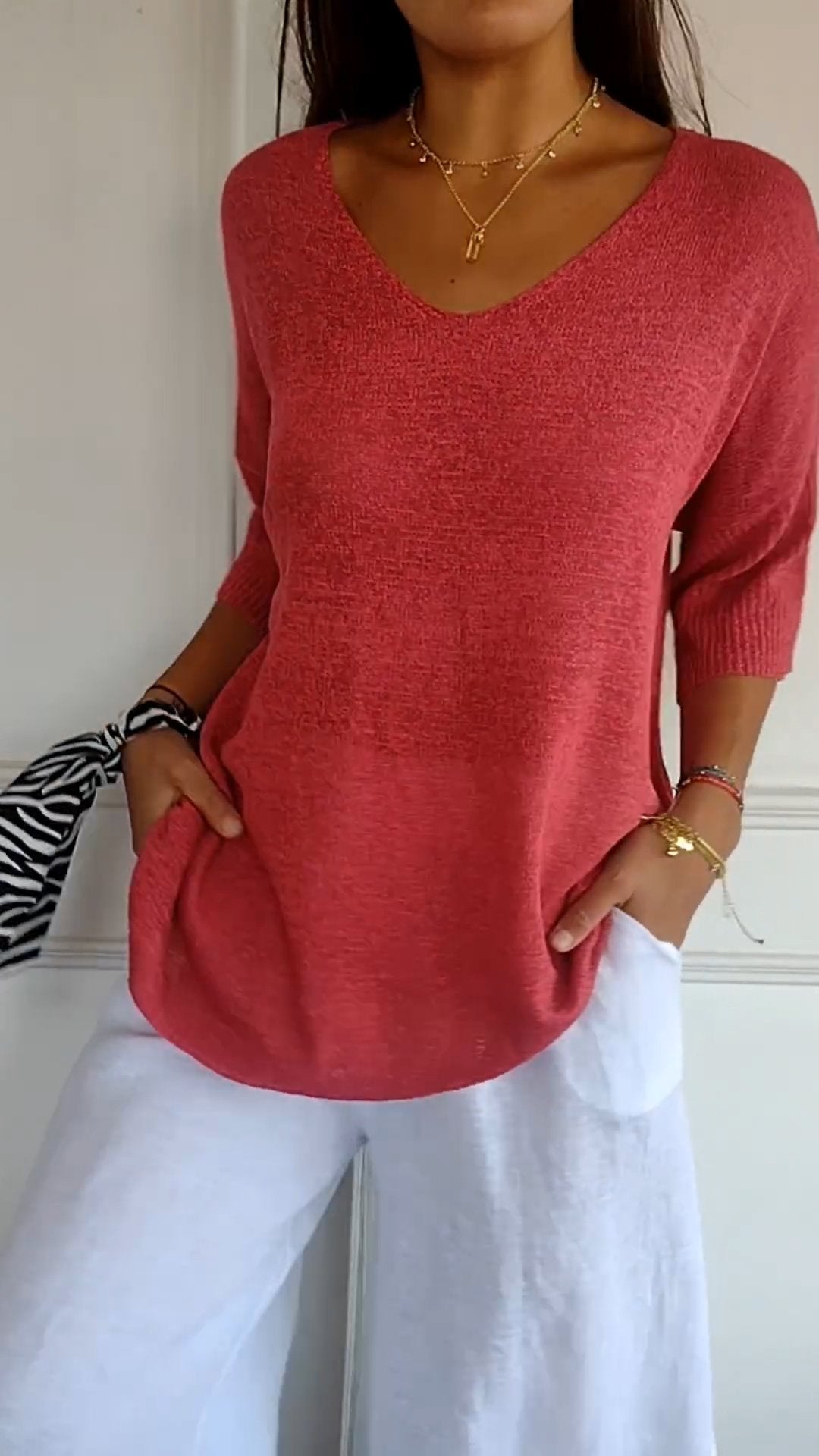 Relaxed Fit V Neck T Shirt