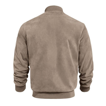 Casual Brown Suede Men's Stand Collar Jacket