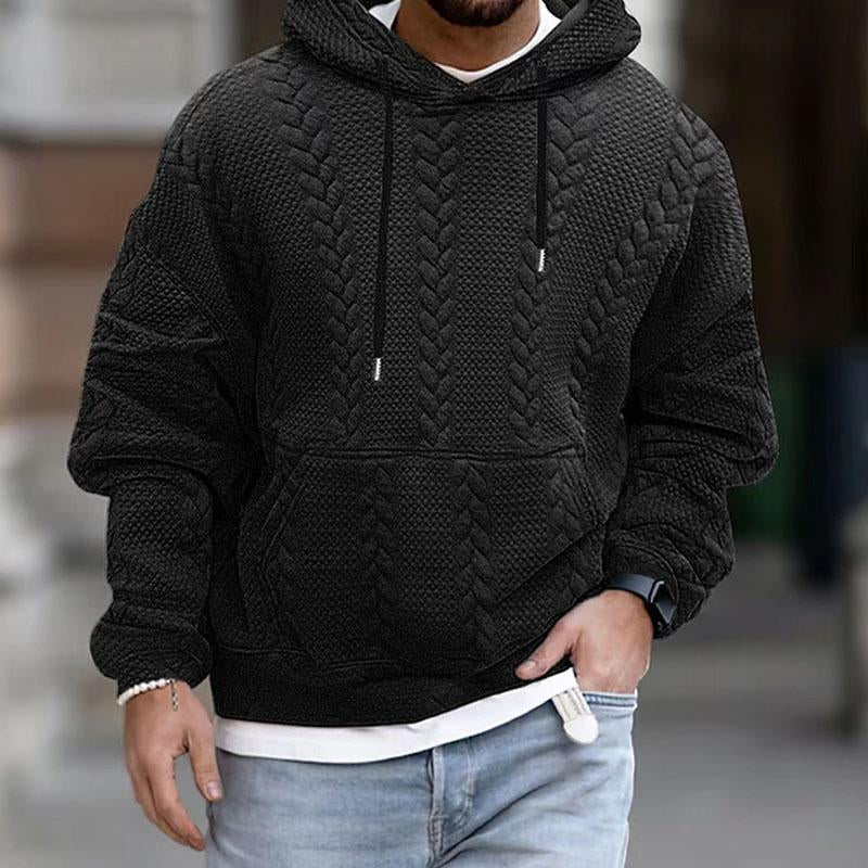 Men's Thick Cable Knit Hoodie Sweater