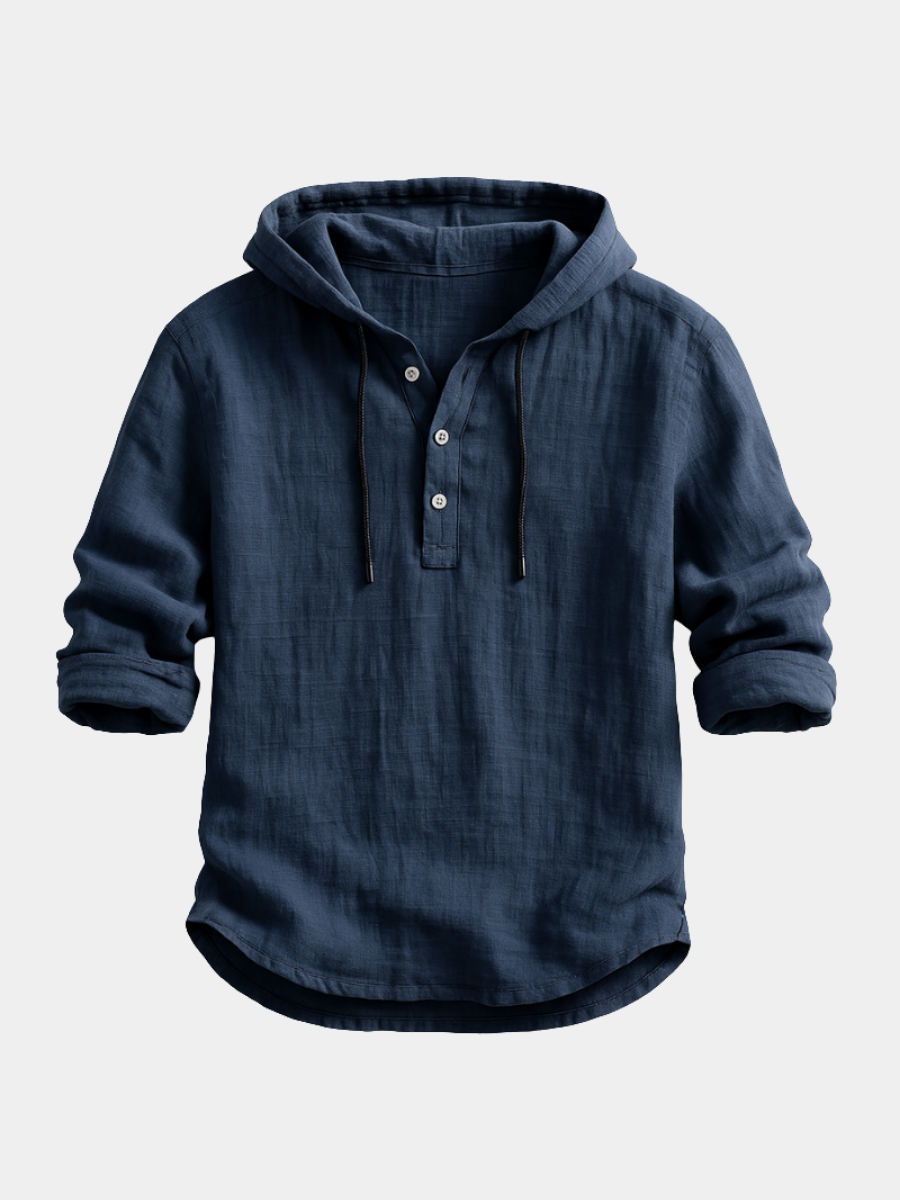 Casual Linen Hoodie Tee Shirt - OutfitLondon
