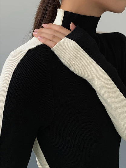 Juno | Relaxed Fit Two-Tone Holiday Knit Top