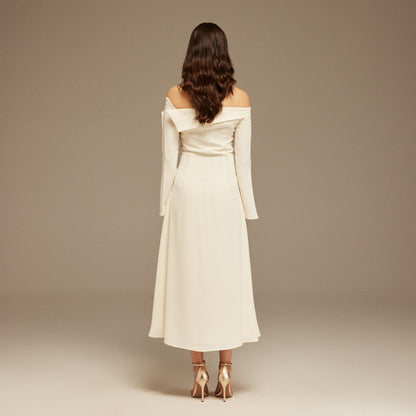 Justine | Asymmetric Neckline A-Line Wedding Guest Dress