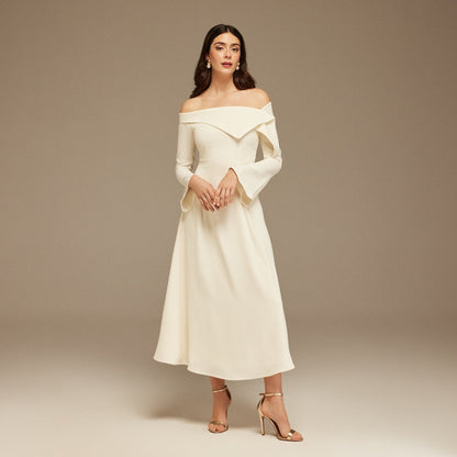 Elegant Off Shoulder A Line Party Dress - OutfitLondon