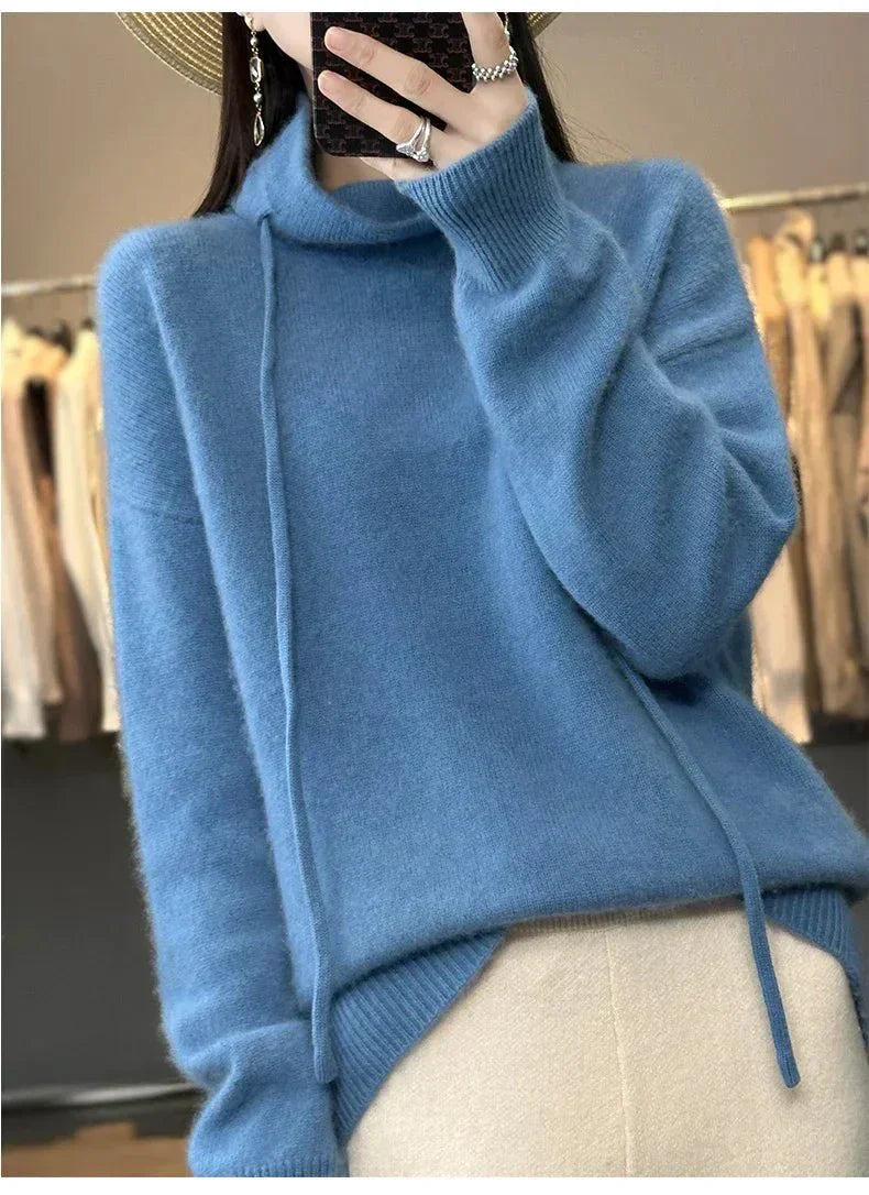 Soft Knitted Winter Sweater with Lace Trim - OutfitLondon