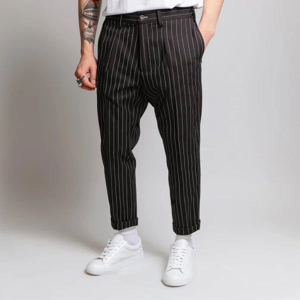 Slim Fit Stripe Formal Mens Trousers - OutfitLondon