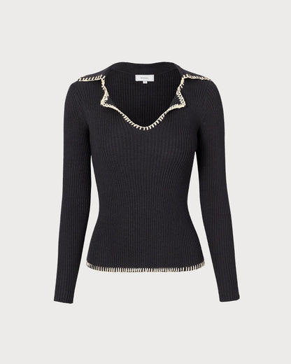 Kennedy | Relaxed Fit Colorblock Ribbed Knit Holiday Top