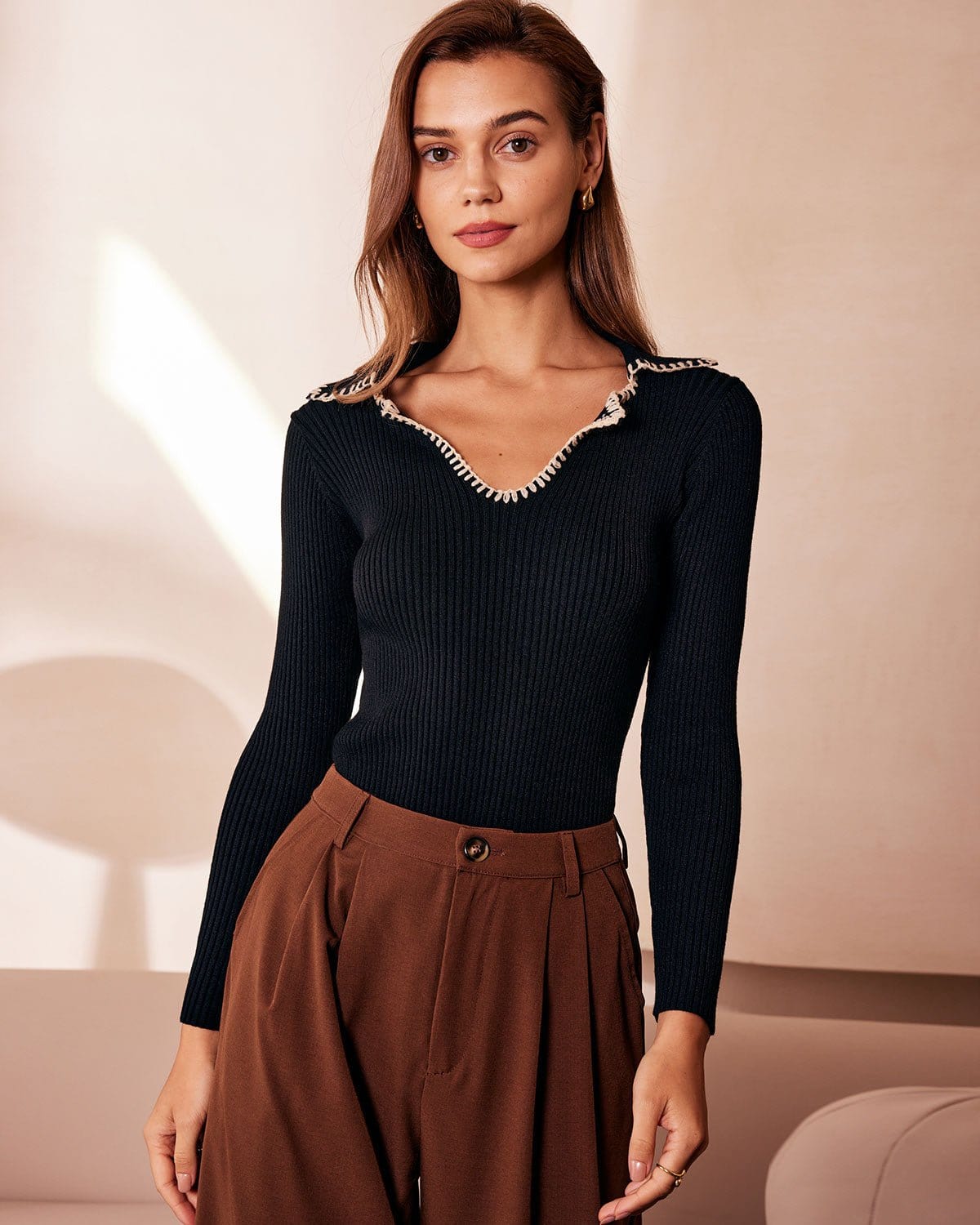 Casual Colorful Crew Neck Winter Sweater Top - OutfitLondon