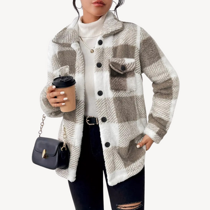 Warm Checked Winter Coat for Ladies