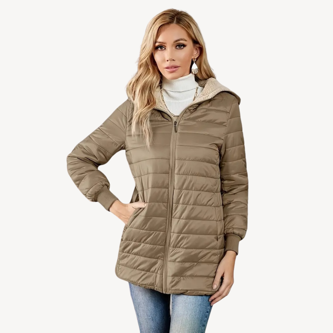 Warm Faux Fur Quilted Parka Jacket
