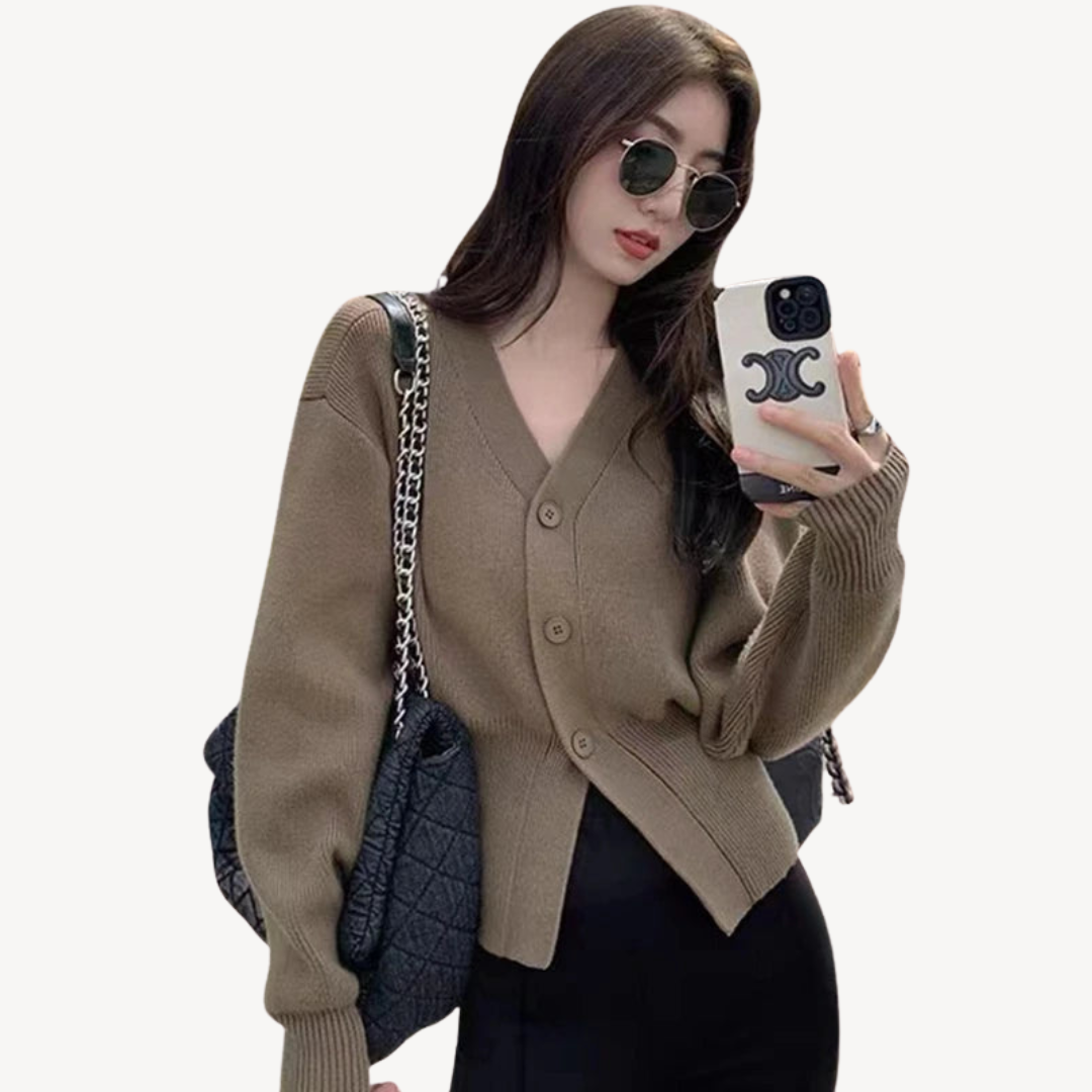 Soft V-Neck Knit Cardigan Sweater
