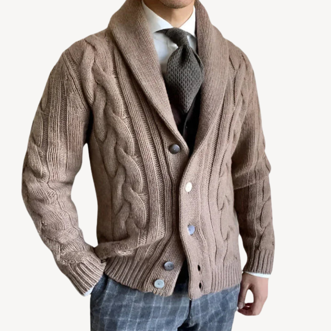 Warm Crew Neck Men's Cardigan Sweater