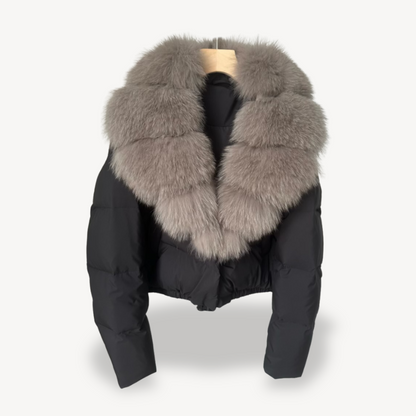 Warm Down Filled Coat with Faux Fur Trim for Ladies