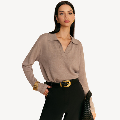 Cozy V Neck Long Sleeve Women's Sweater - OutfitLondon