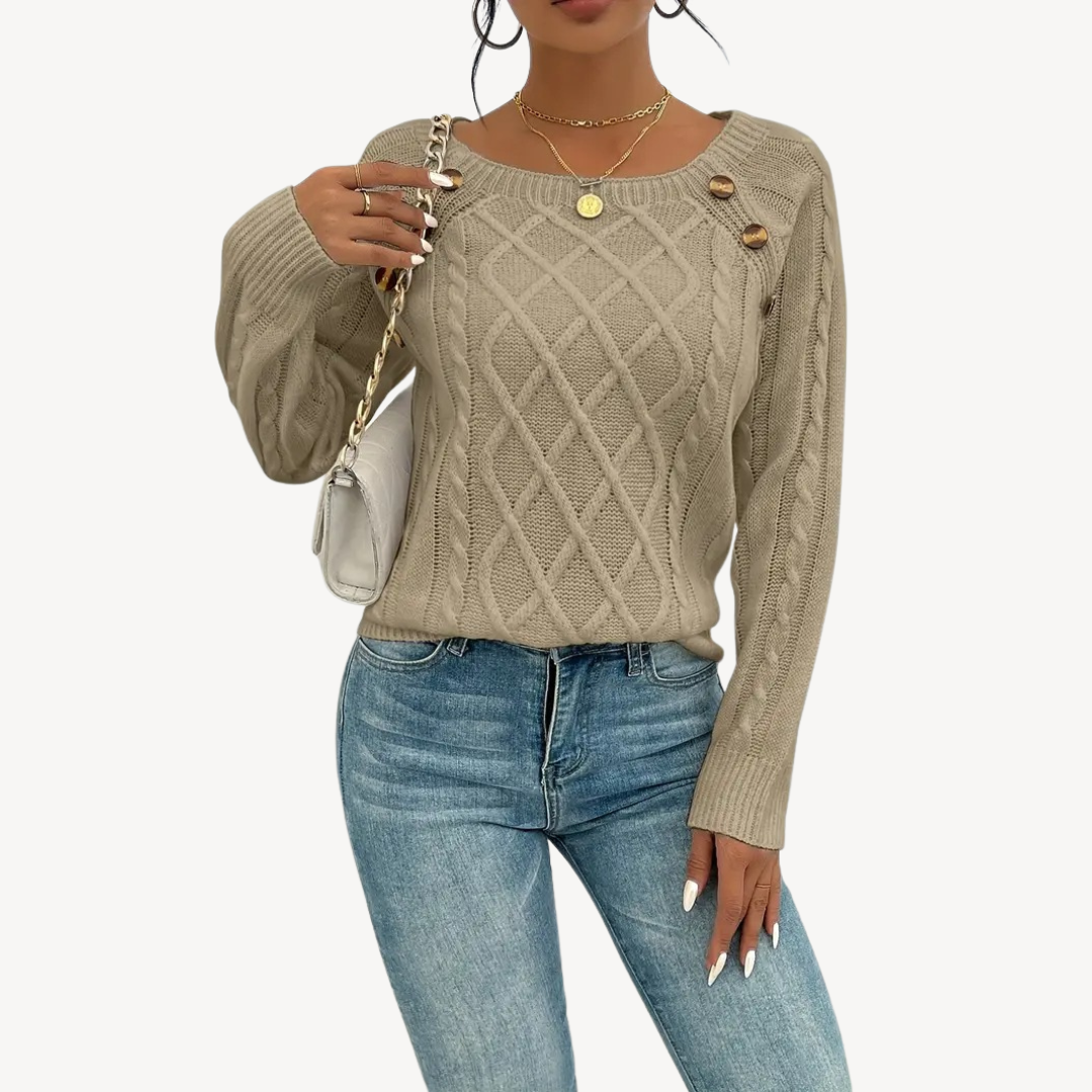 Ladies Classic Cable Knit Sweater