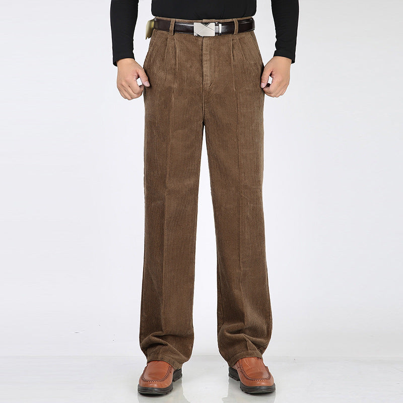 Men's Comfortable Corduroy Pants with Pleats