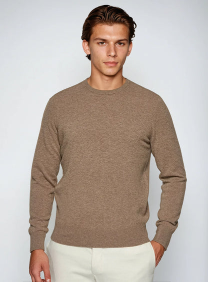 Regular Fit Beige Crew Neck Sweater Men - OutfitLondon