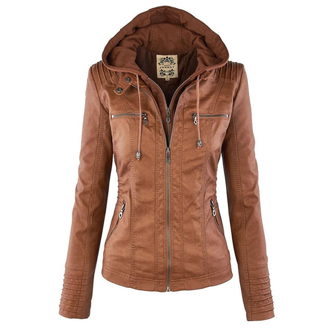Slim Fit Ladies Leather Motorcycle Jacket