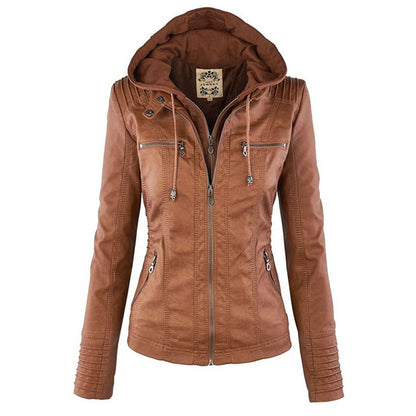 Slim Fit Ladies Leather Motorcycle Jacket