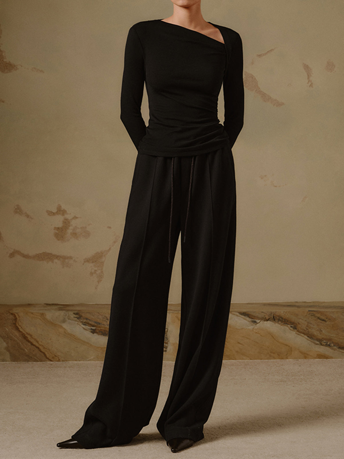 Kit | Ribbed Knit Asymmetric Holiday Clothes T-Shirt