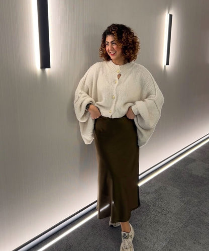 Soft Beige Women's Oversized Sweater Cardigan