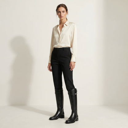 Women's Elegant Leather Knee High Buckle Strap Boots