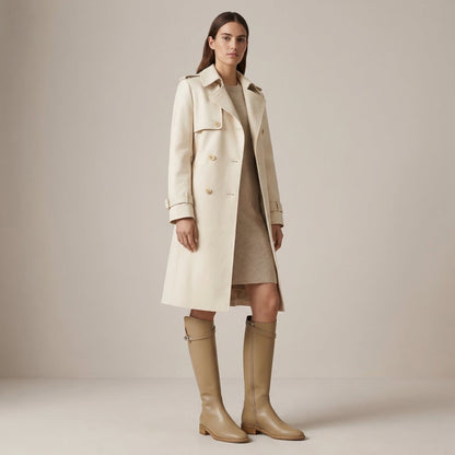 Women's Elegant Leather Knee High Buckle Strap Boots