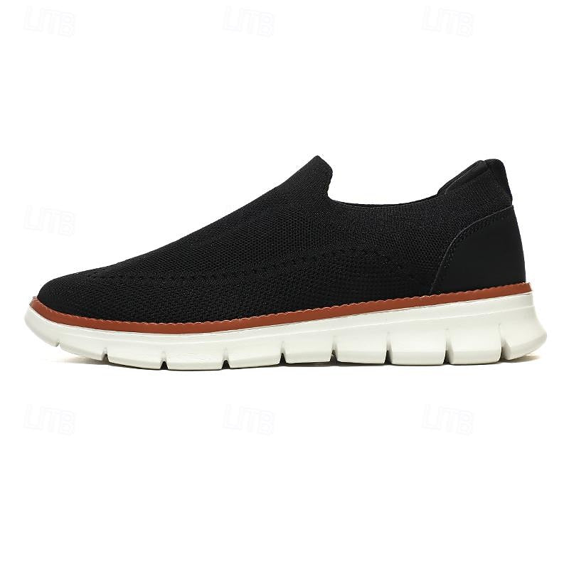 Soft Slip-on - Elastic Knit Casual Black Shoes