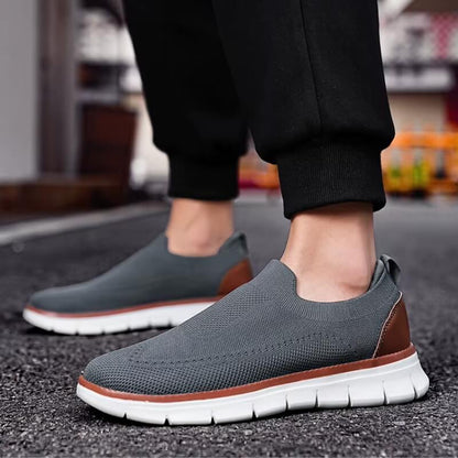 Soft Gray Slip-on Knit Sneakers for Men