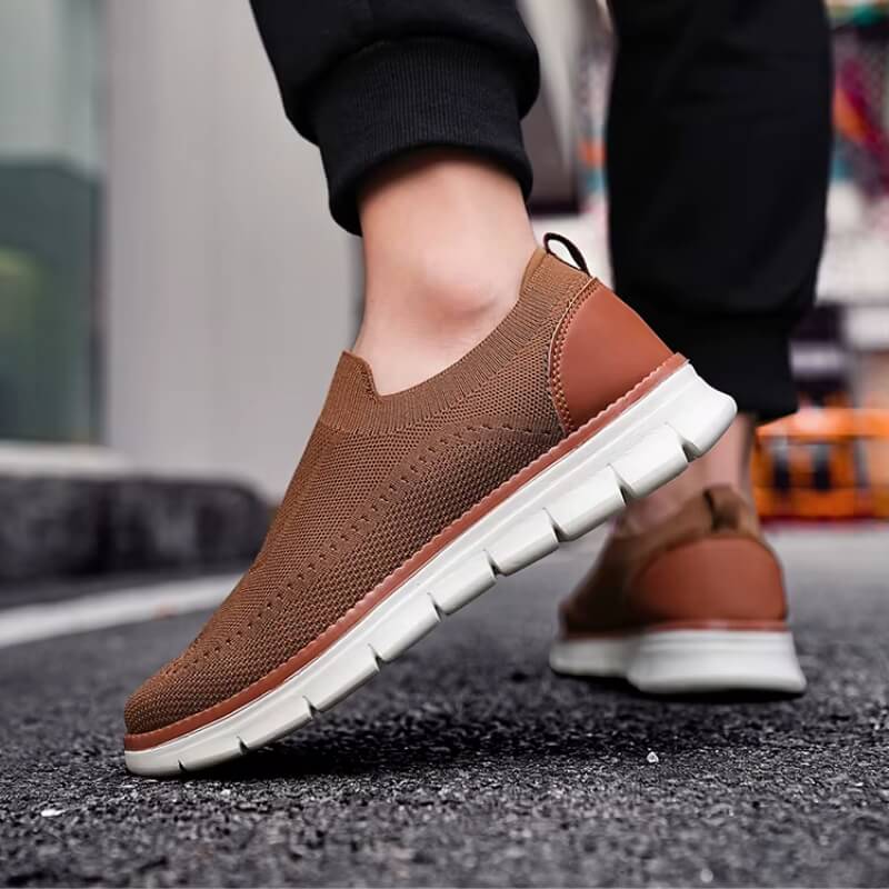 Soft Slip-on - Stretchy Knit Casual Brown Shoes