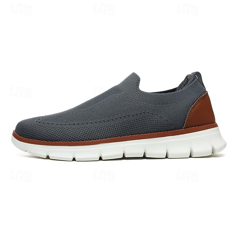 Soft Gray Slip-on Knit Sneakers for Men