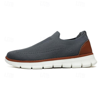 Soft Gray Slip-on Knit Sneakers for Men